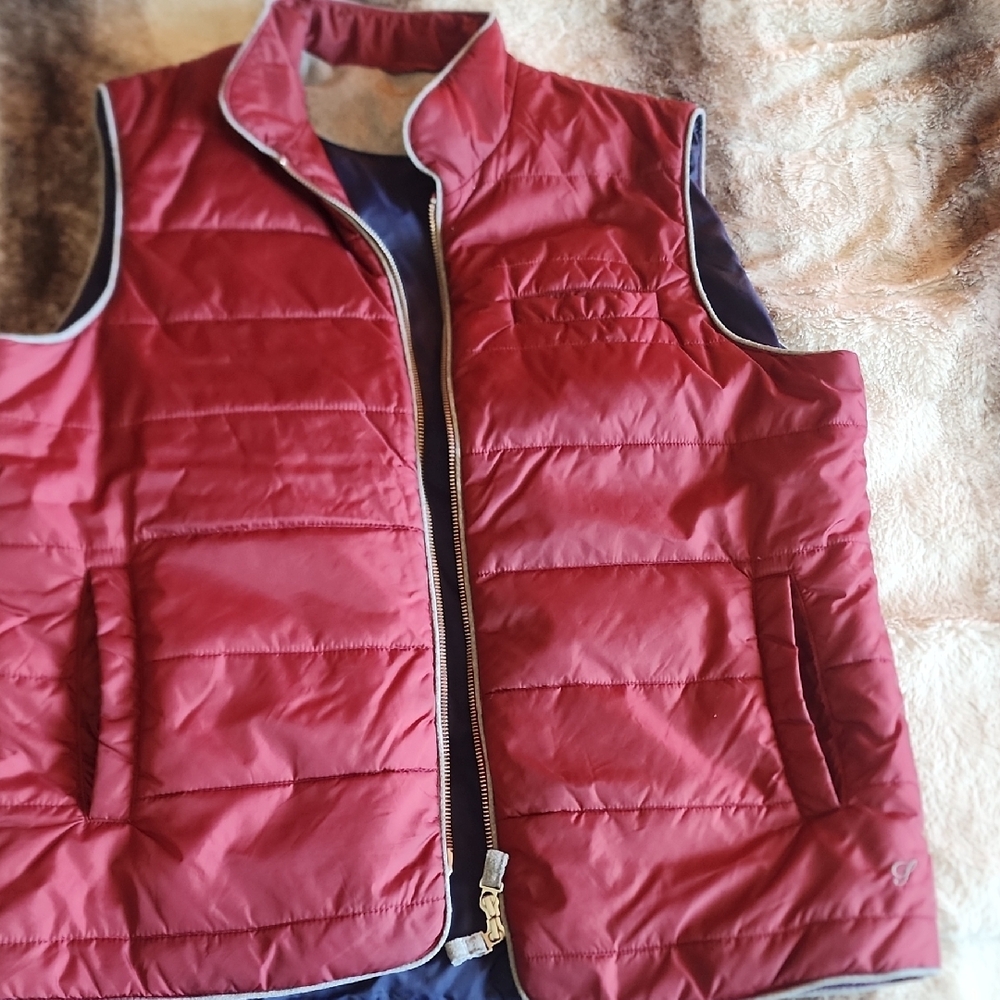 Vintage Burgundy Quilted Vest with Zipper